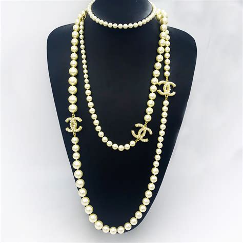 chanel long pearls|authentic chanel pearl necklace.